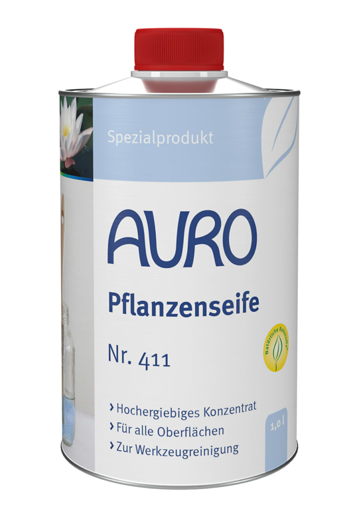 AURO Pflanzenchemie Pflanzenseife, 1L – Sanfte Pflanzenseife im stabilen Metallbehälter mit rotem Deckel. Natürliche Reinigung und Pflege mit dem typischen Blütenblatt-Symbol. Ideal für umweltbewusste Pflanzenliebhaber.