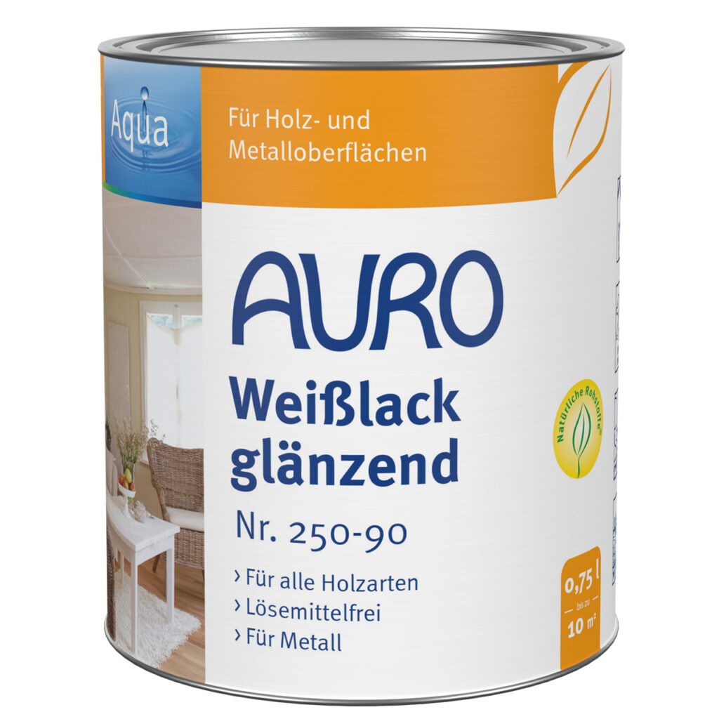 AURO Pflanzenchemie Buntlack, glänzend – 0,75 l lösemittelfreier Lack für alle Holz- und Metalloberflächen. Sorgt für ein dauerhaft glänzendes Finish mit natürlichen Inhaltsstoffen für umweltfreundlichen Schutz.