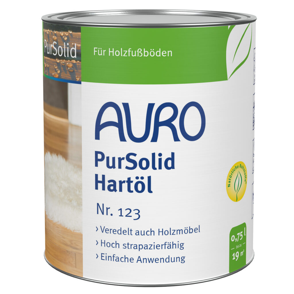 AURO Pflanzenchemie PurSolid Hartöl (0,75 l) ist ein hochwertiges, pflanzliches Holzöl für Böden und Möbel. Dank deutscher Handwerkskunst pflegt und schützt es mit einem natürlichen Finish.