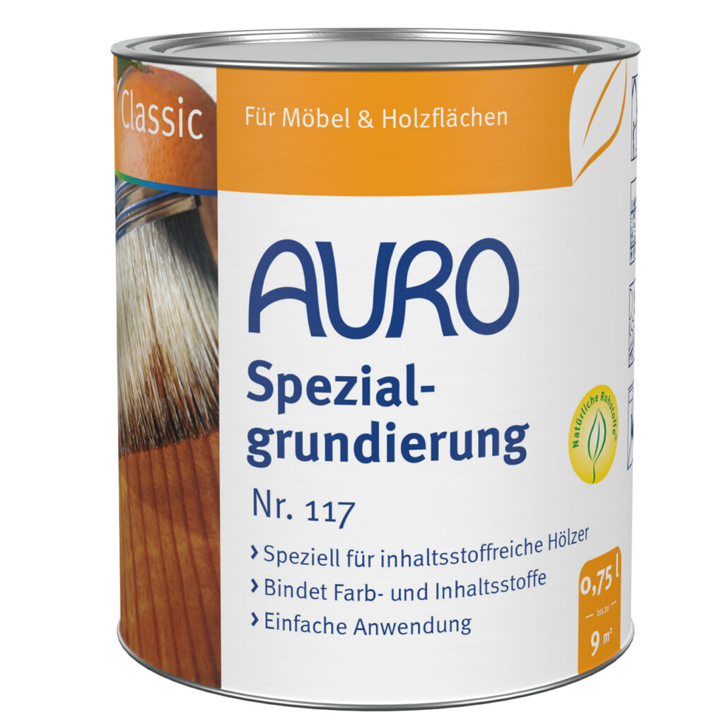 AURO Pflanzenchemie Spezialgrundierung (0,75 l) ist eine natürliche Holzgrundierung für Möbel und Oberflächen und bietet eine ideale Basis für Lasuren oder Lacke. Einfache Anwendung; verbessert Haftung und Haltbarkeit.