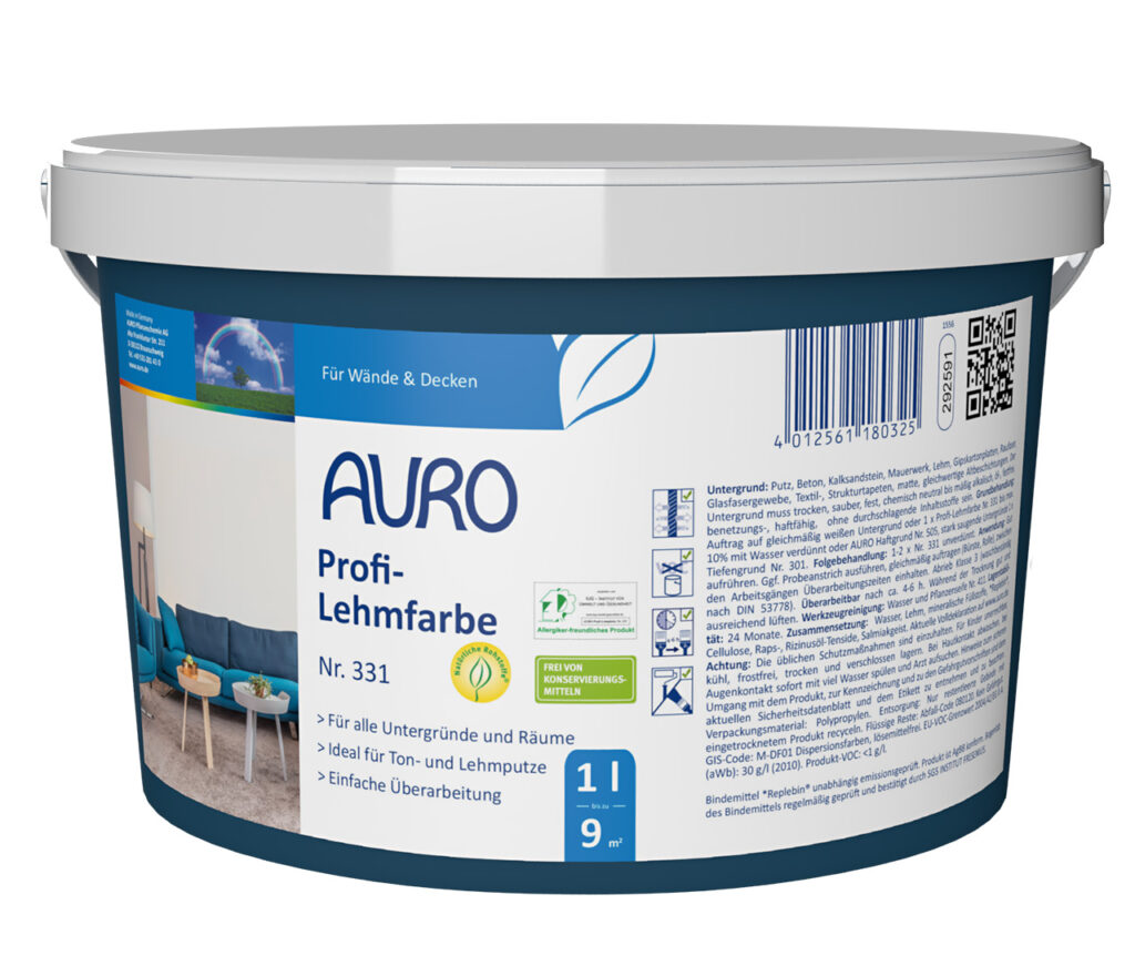 AURO Pflanzenchemie Profi-Lehmfarbe ist eine natürliche, umweltfreundliche Wand- und Deckenfarbe für gesunde Wohnräume. Leicht zu verarbeiten, VOC-frei und ideal für helle, atmungsaktive Innenräume.