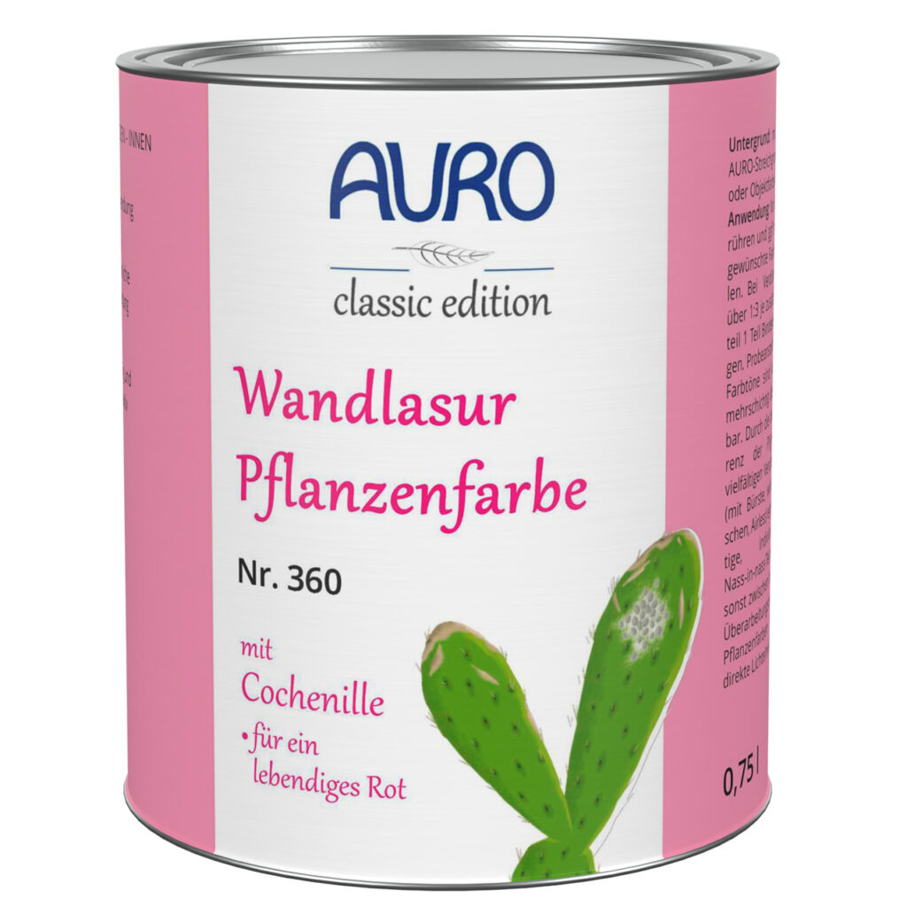 AURO Pflanzenchemie Wandlasur Nr. 360: 0,75 l natürliche Wandlasur mit Cochenille für leuchtende Rottöne. Mit pflanzlichen Inhaltsstoffen, ideal für umweltfreundliches Dekorieren. Genießen Sie pure Farbe, inspiriert von der Natur!.
