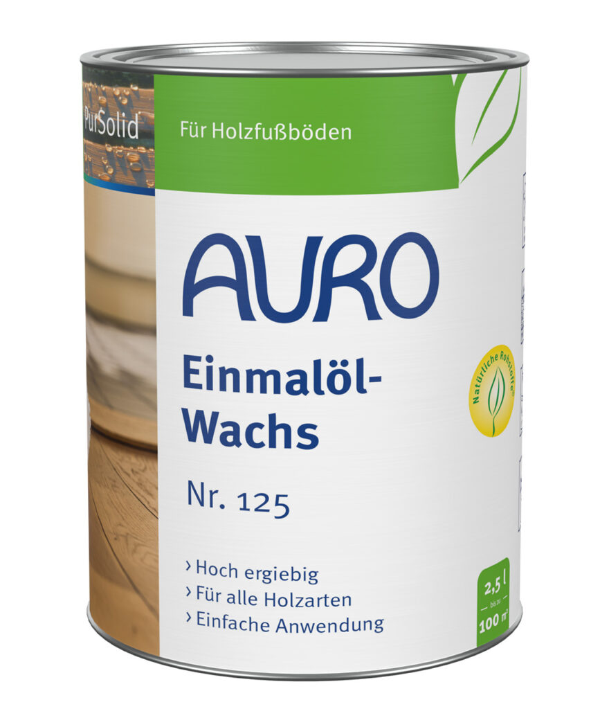 AURO Pflanzenchemie Einmalöl-Wachs ist ein natürliches Öl-Wachs für Holzböden mit umweltfreundlichen, pflanzlichen Inhaltsstoffen. Es ist zertifiziert sicher und wirksam und pflegt und schützt Holz mit einem dauerhaften, atmungsaktiven Finish.