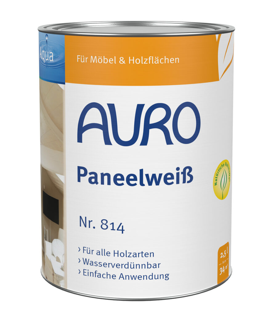Paneelweiß von AURO Pflanzenchemie: Hochwertiger, wasserverdünnbarer Lack für alle Holzarten. Leicht aufzutragen, ideal für Möbel und Holzoberflächen – natürlich bewährte Qualität aus Deutschland.