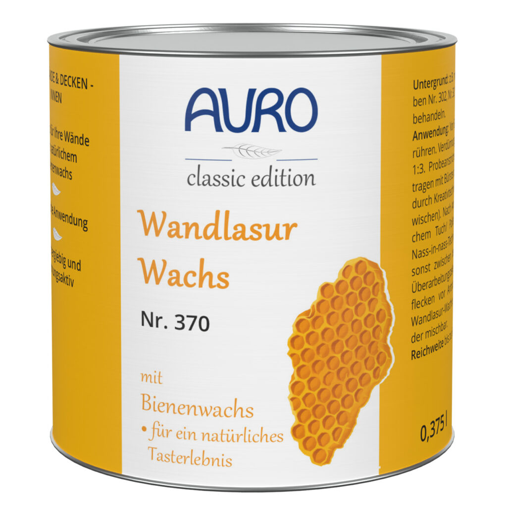 AURO Pflanzenchemie Wandlasur-Wachs kombiniert reines Bienenwachs für ein natürliches, hochwertiges Finish. Das markante Wabendesign unterstreicht Qualität und umweltfreundliche Pflege – ideal für schöne, atmungsaktive Wände.