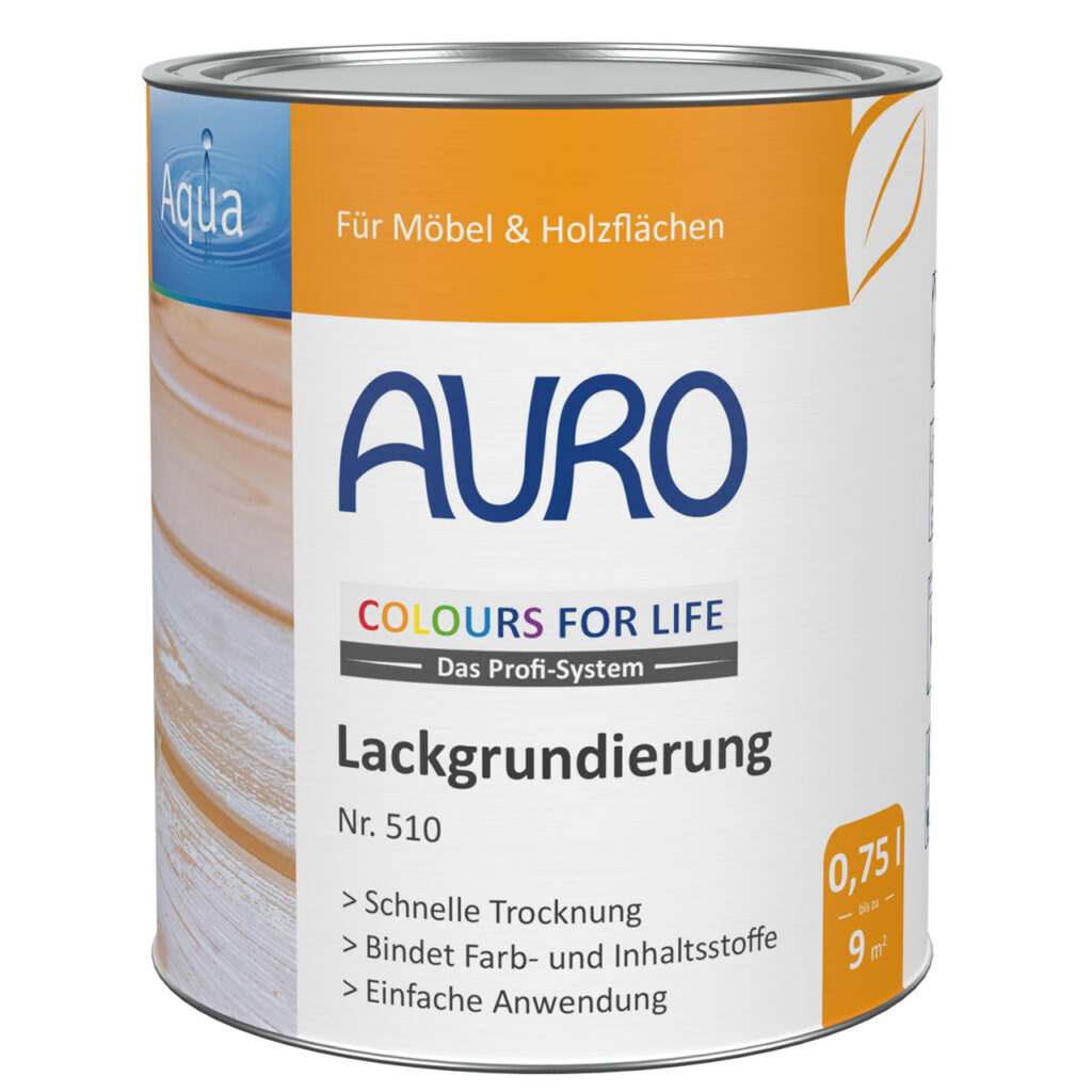 AURO COLOURS FOR LIFE Lackgrundierung 0,75 l – pflanzliche Grundierung mit gelb-blauem Etikett und deutscher Expertenqualität. Ideal für eine umweltfreundliche Vorbereitung, mit der renommierten Pflanzenchemie von AURO für natürliche, effektive Ergebnisse